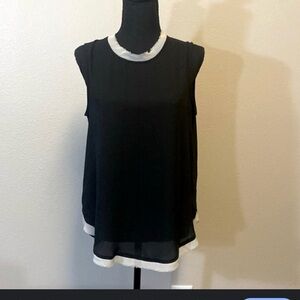 Who What Wear Black Top with White Trim